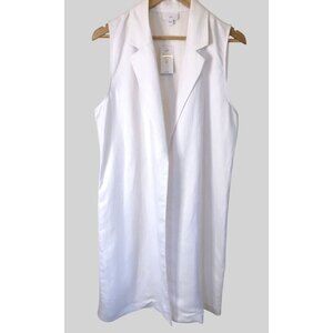 NWT J. Jill Sleeveless Duster Vest Women's M Linen Blend Lagenlook Minimalist